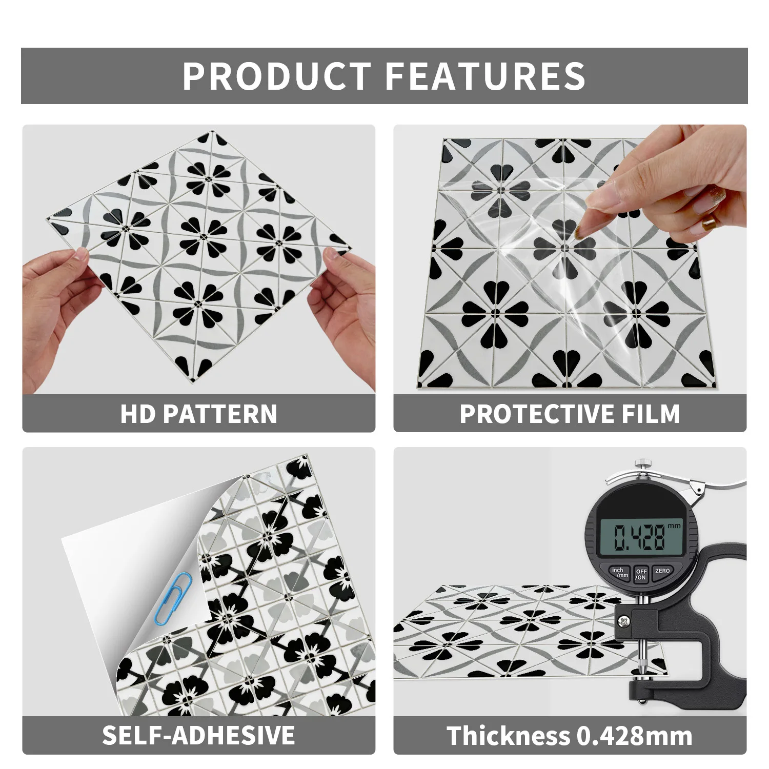 Tile 3D Waterproof Cabinet Wallpaper Home Decor Furniture Vinyl Wall Self Adhesive PVC Wallpaper Kitchen Cabinet Door Sticker view 5
