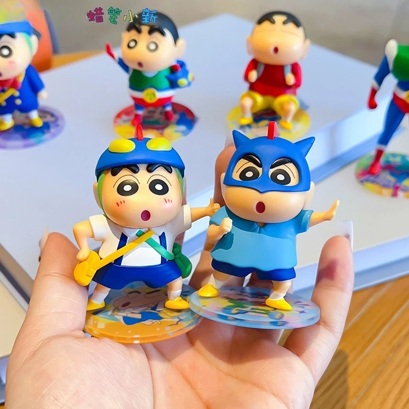 

New Anime Crayon ShinChan Action Figures Dynamic Action Series Superman Figurines Car Decoration Doll Model Toys Fans Gifts