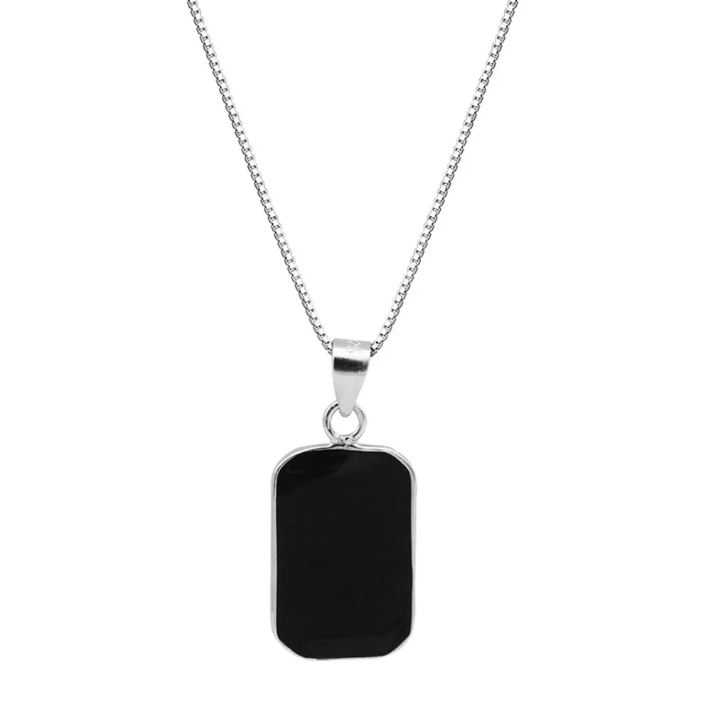 

s925 Sterling Silver Geometric Letter Necklace Ins Niche Cold Wind Jewelry Hip-hop Trendy Black Square Brand Collarbone Chain