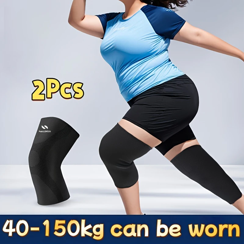 Extra große Kniebandage für 40–150 kg große Sport-Kniebandage in Übergröße, Laufen, Springen, Wandern, Kniestütze, rutschfeste Silikon-Knieschützer – Detail 4