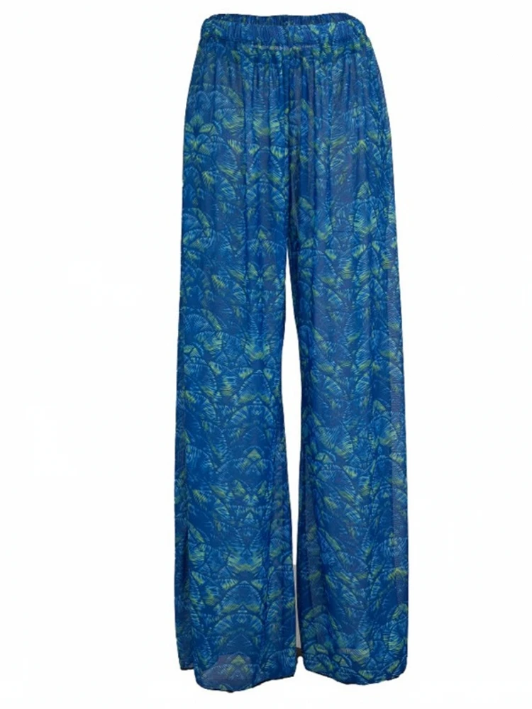 

Женские сетчатые брюки с рюшами и отделкой, пляжные накидки на купальник, пляжные брюки с рюшами, 2026, летние длинные брюки