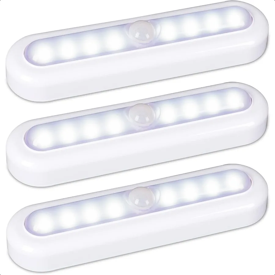 

STARSPANGLED 3 Pack 7 Motion Sensor Lights Indoor Battery Operated Stick on LED Light for Closet Stairs Under Cabinet Cool Whit