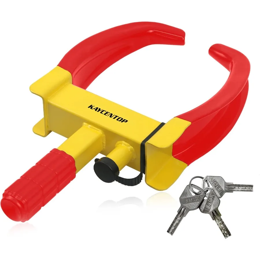

Bright Yellow Red Wheel Clamp Lock Tire Lock AntiTheft Device with 3 Keys for Trailers SUVs Boats ATVs Motorcycles and Golf Car