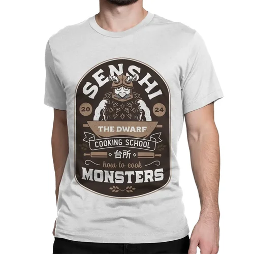 Imagen 2 del producto Camiseta 100% de algodón para hombre y mujer, camisa de Delicious In Dungeon, emblema escolar de cocina enano, Senshi, ropa de talla grande