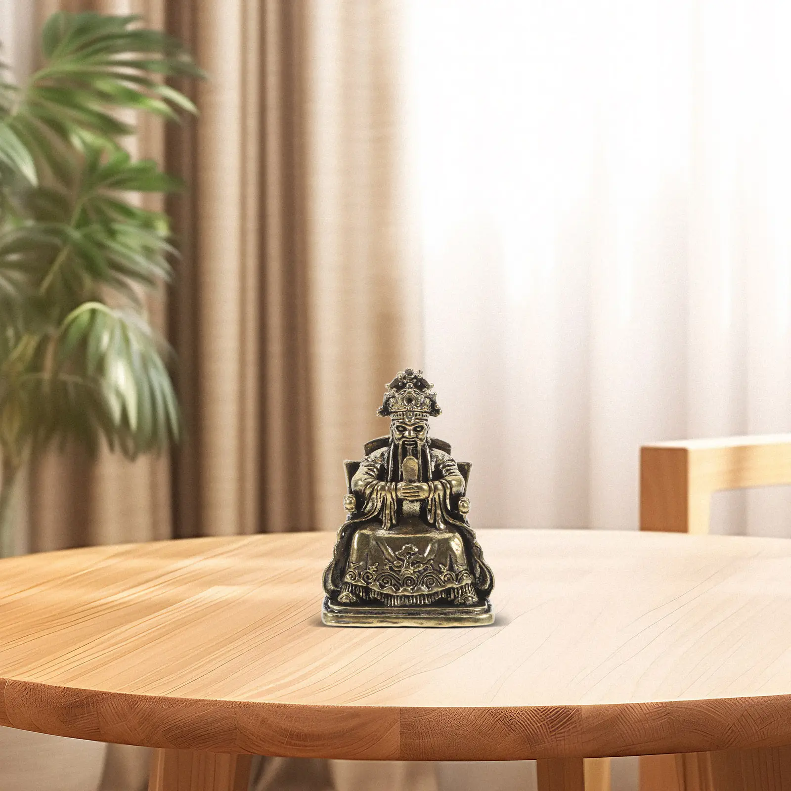 Detailed Brass Cai Shen Statue Feng Shui Wealth Sculpture for Home Office Desk Tabletop Decor Prosperity Good Luck view 4