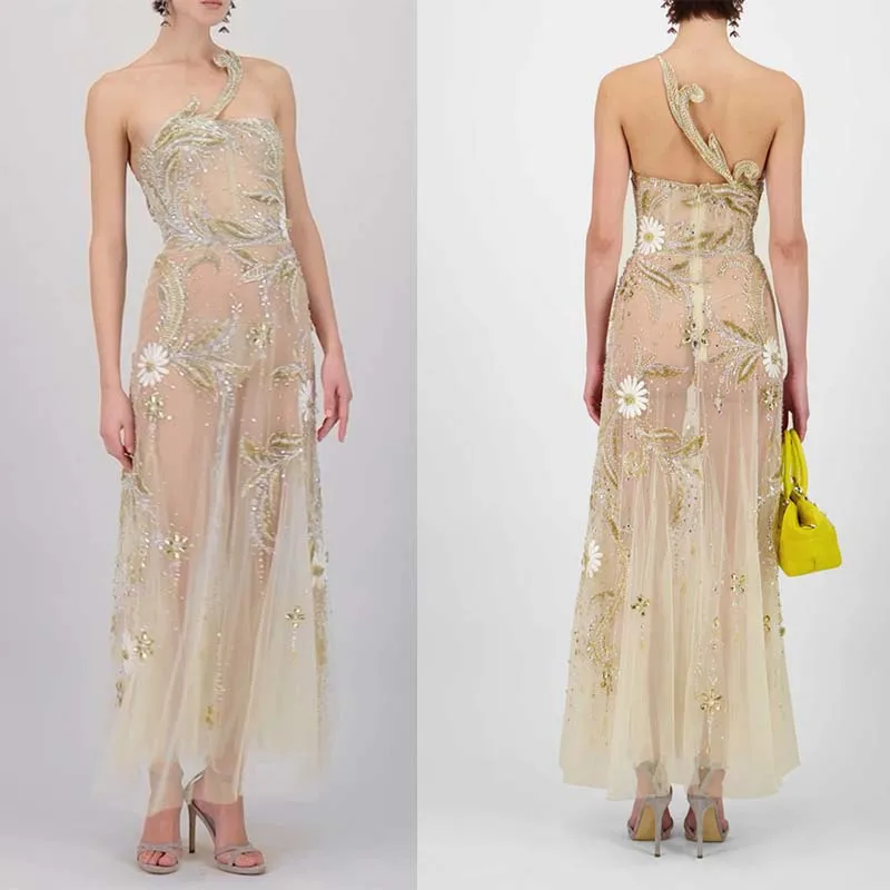 

L551 Индивидуальные вечерние платья без бретелек цвета шампанского, расшитые бисером и кристаллами до щиколотки فساتين السهرة Vestidos de fiesta