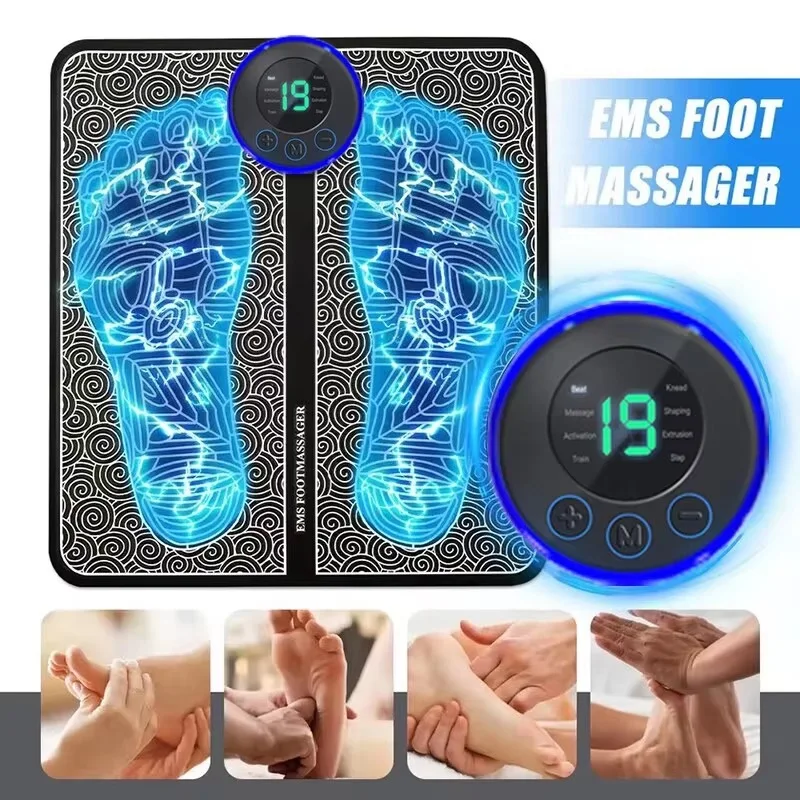 Electric EMS Foot Massager 8 Modes 19 Levels Portable Muscle Stimulation Massage Mat for Pain Relief Feet Relaxing And Slimming