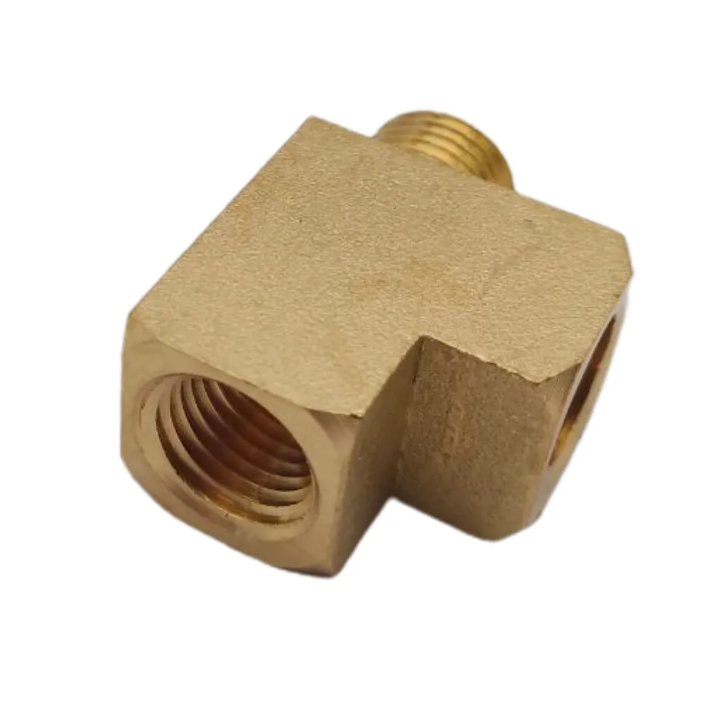 Brass Street Tee Fitting 3 Way NPT 1/4' NPT Male X 1/4' NPT Two Female Adapter Auto Parts