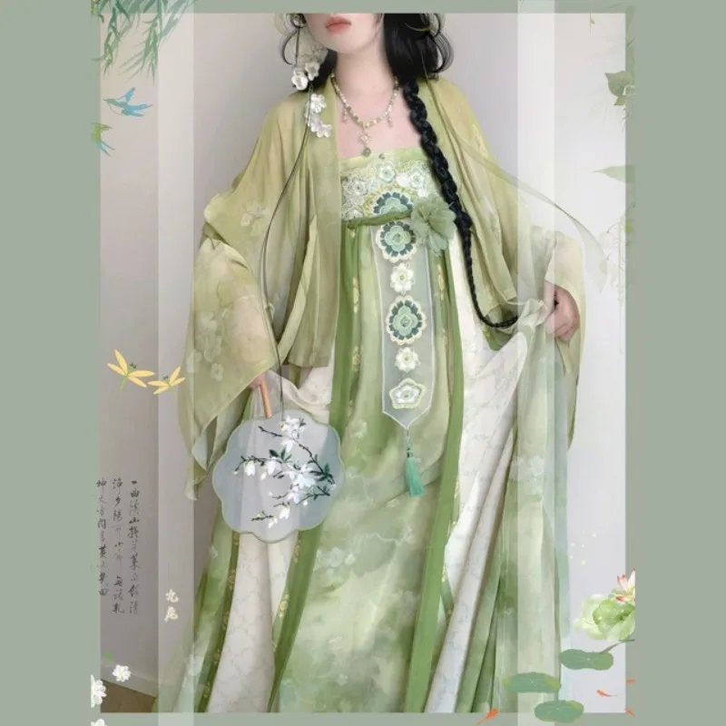 Hanfu female ancient style Famen Temple chest-length embroidery printing super fairy shawl spring and summer fairy