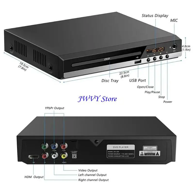 573A High Clear DVDs Player for IntelligentTV 1080P Output USB Input Support with Remote Functionality for Small Space