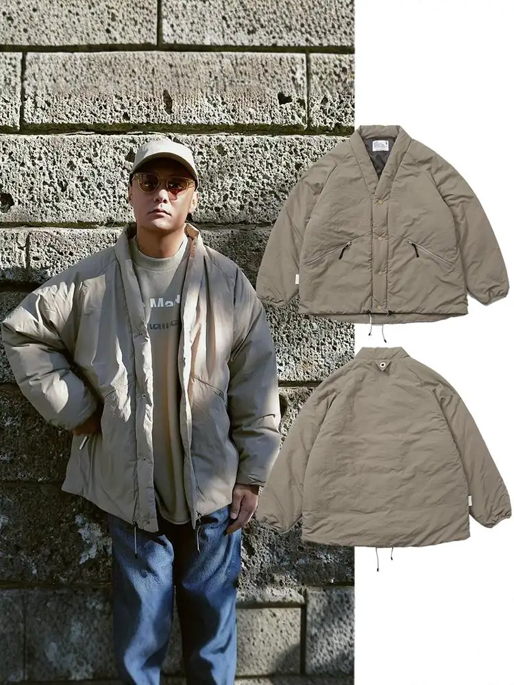 

Winter Thiened Cotton Jaet Loose Fit V-Ne ex Casual Wear Pure Color Workwear Versatile for Men And Women