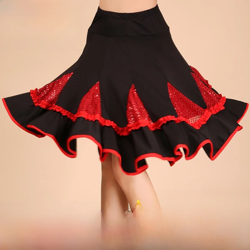 New Latin Dance Skirt Adult Women's Square Dance Costume Social Dance Performance Practice Skirt Polyester Gored Skirt