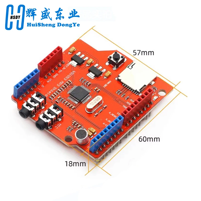 VS1053 VS1053B Audio estéreo reproductor de MP3 escudo registro decodificación módulo de placa de desarrollo con ranura para tarjeta TF para Arduino