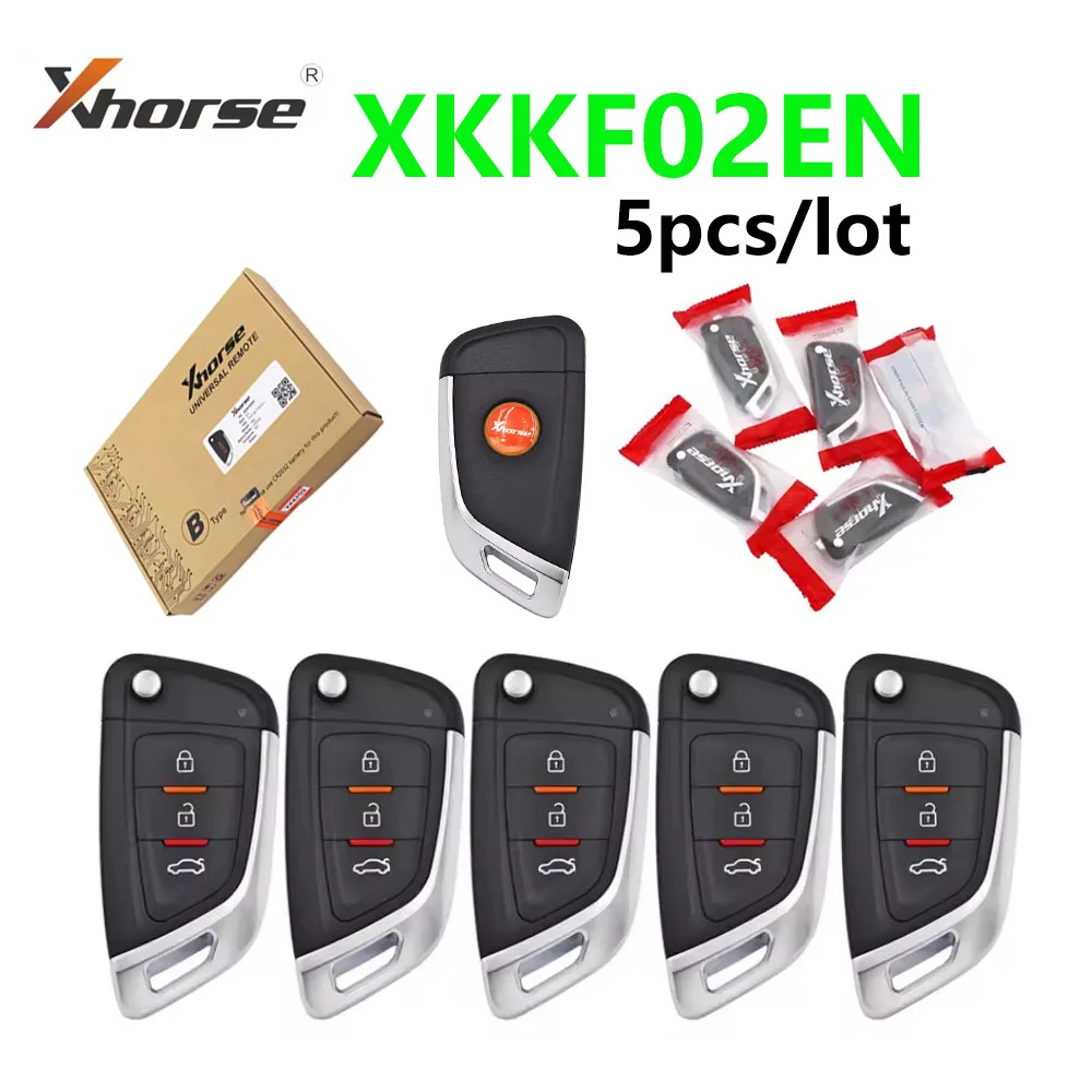 5pcs/lot Xhorse XKKF02EN VVDI Wire Remote 3 Buttons XK Series Universal Flip Car Key D.F Styple For VVDI2/VVDI Mini/Max Tool