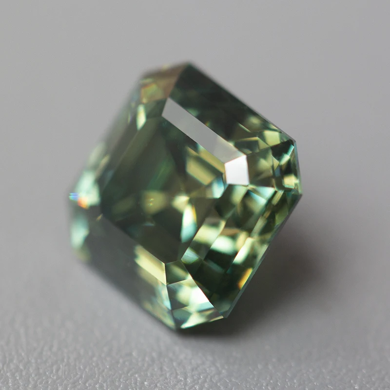 NEW Green Asscher Cut 1.0-2.0ct Moissanite Stones VVS1 Passed Diamond Tester with GRA Certificate