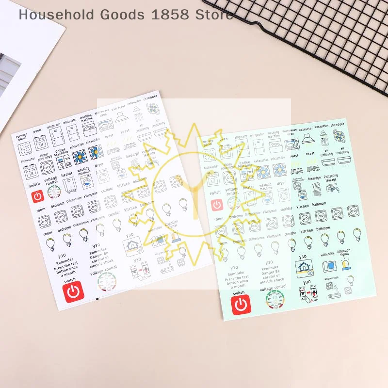 Waterproof Electric Box Label Stickers English Version Long Lasting Circuit Breaker Markers Suitable for Workspace Use