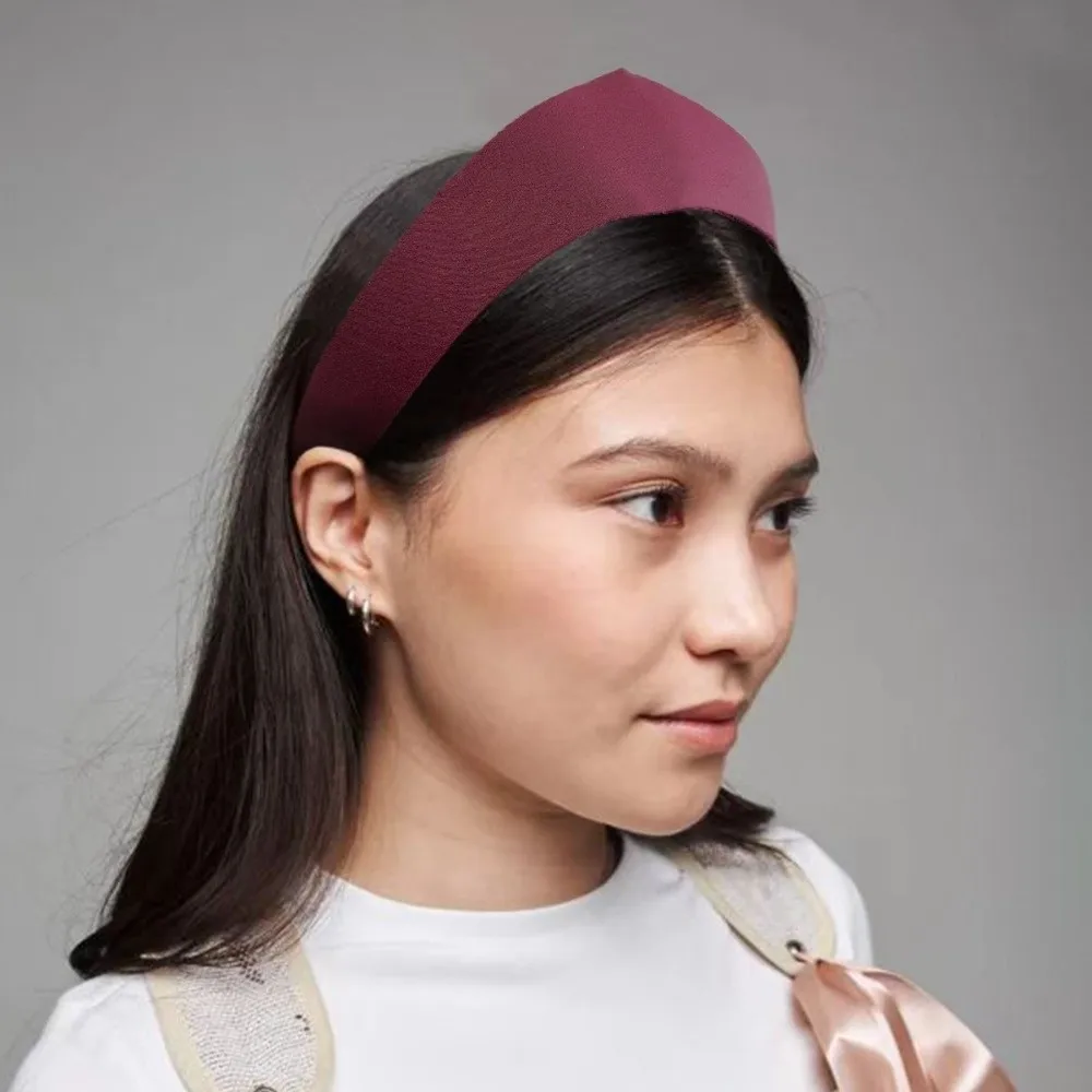 

Elastic Crown Textiles Headband Korean Style Soft Retro Non Slip Hair Hoop Solid Padded Wide Vintage Leisure Headband Home