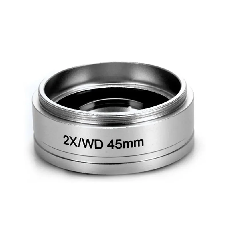 Microscope trinoculaire WD45 2X, microscopio stéréo binoculaire à zoom, outils avec objectif auxiliaire