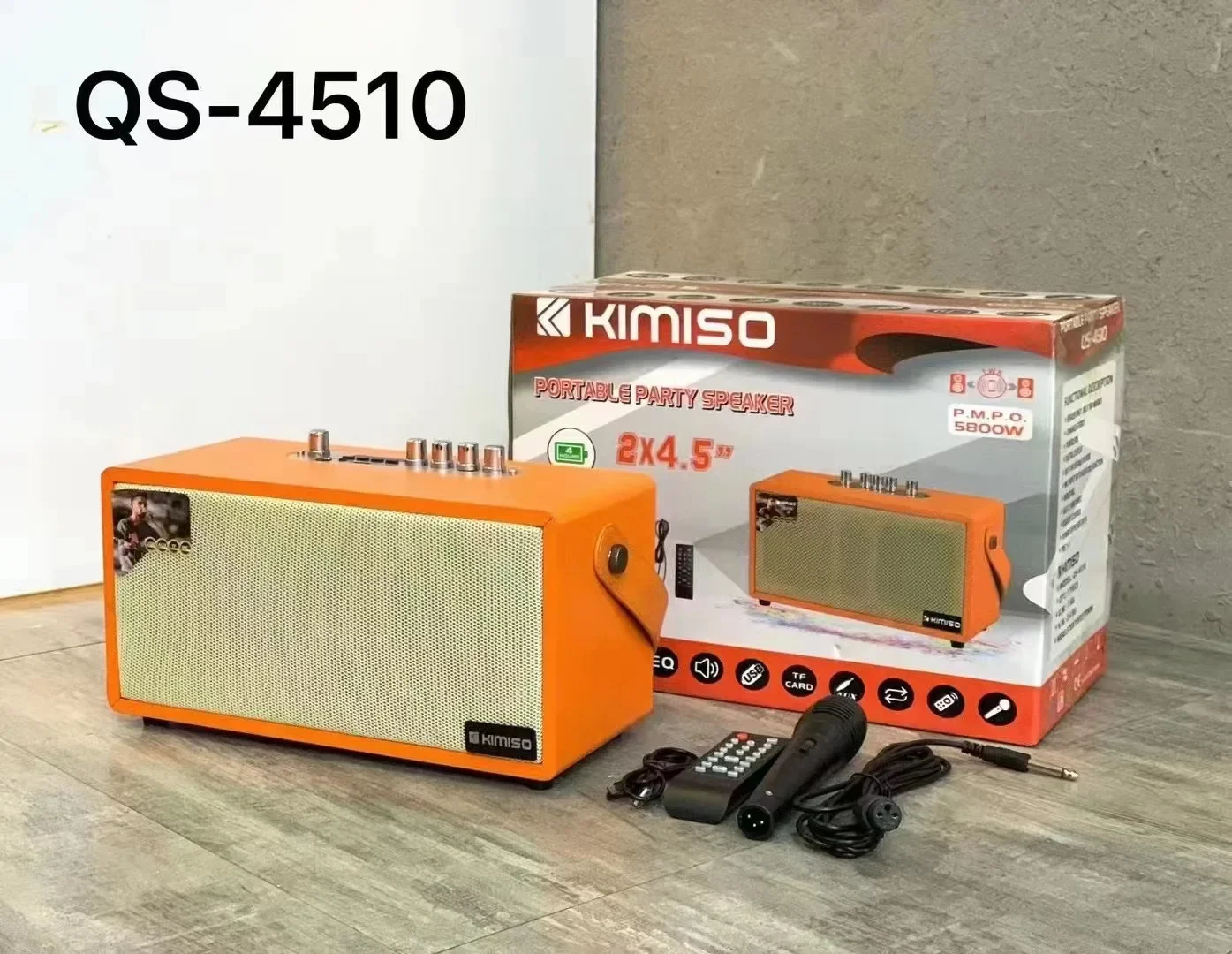 Qs-4510 Latest Portable Speaker Kimiso Dual 4.5 Inch Horn Speaker Small Tws Subwoofer Speaker With Straps