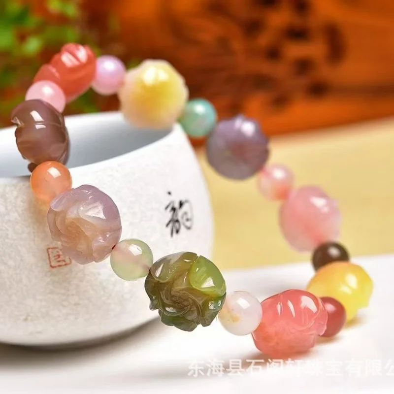 

Натуральный красочный источник соли, многоцветный агат, роза, браслет с резьбой