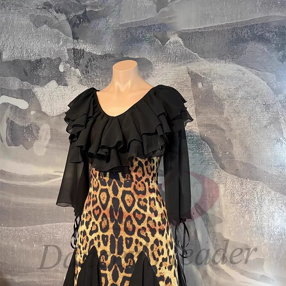 Latin Dance Adult Children'S Dress High-End Custom Leopard Print Modern Nude Dress Waltz Women'S Clothing