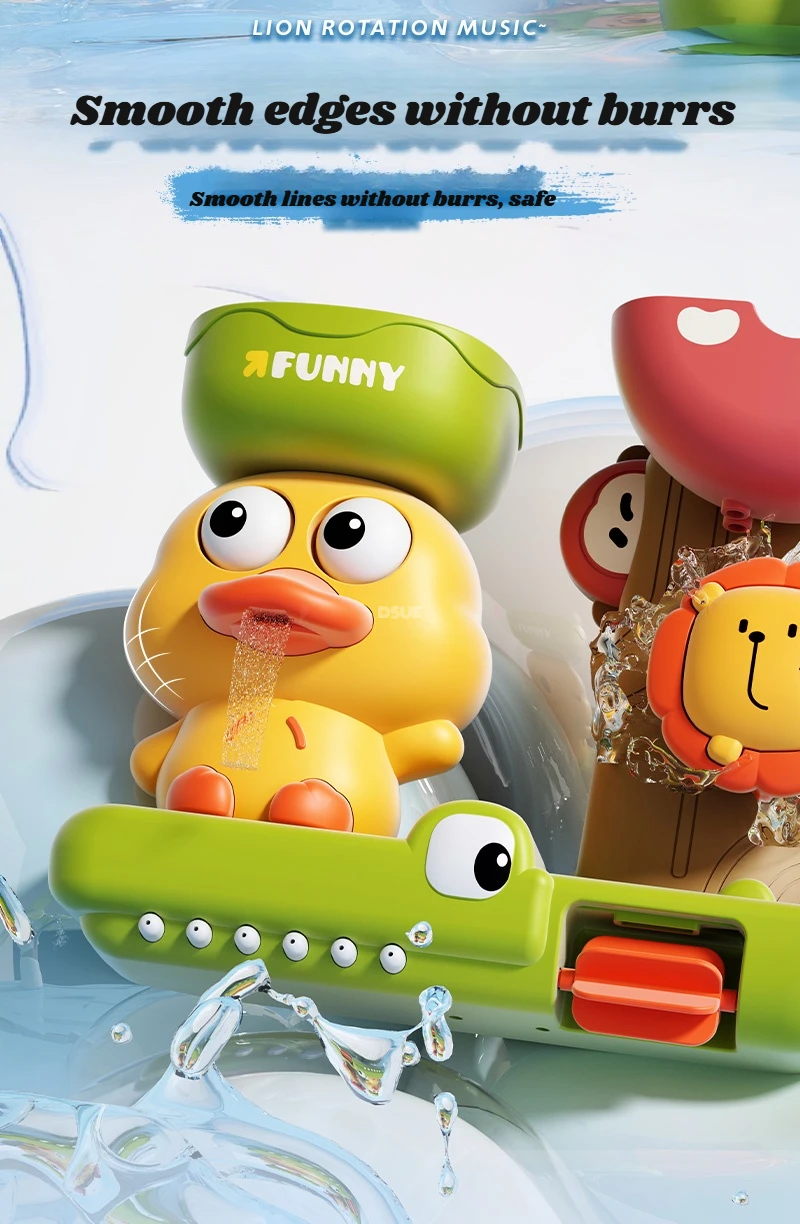 Ente/Blumenform Baby Badespielzeug Spielen Wasser in Löwe Wasserrad Kinder Spaß in der Dusche Badewanne mit Saugnapf im Kindergeschenk – Detail 10