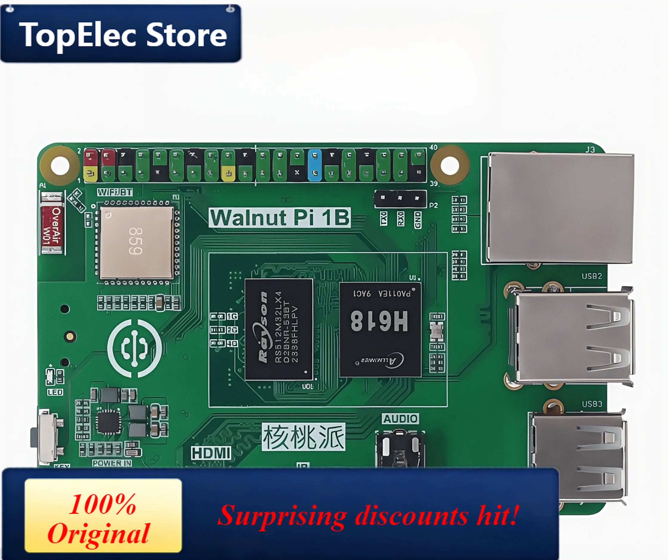 TopElec WalnutPi 1B Linux Development Board Python Programming Allwinner H618 H616 Raspberry Pi