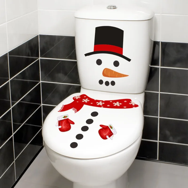 Weihnachts-Schneemann-Toilettendeckel-Aufkleber – wasserdichter, selbstklebender PVC-Badezimmer-Aufkleber für festliche Feiertagsdekoration, ideal für Weihnachten – Detail 12
