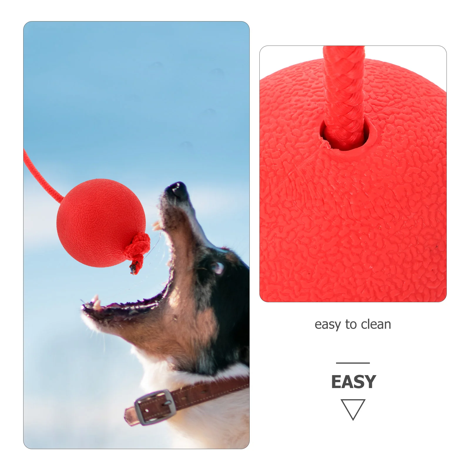 Pet Toy Ball Rope Rubber Solid Elastic Ball Bite-Resistant Pets Supplies Molar Training Tool for Dog Puppy (Red)