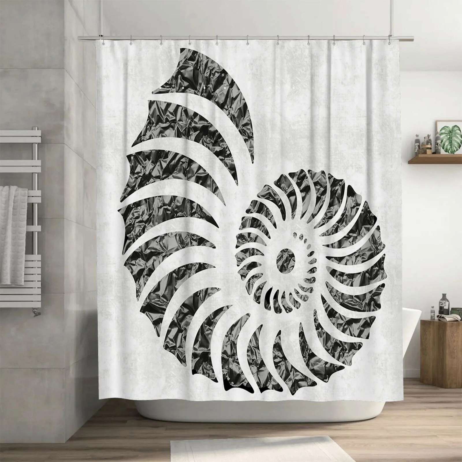 

Водонепроницаемая занавеска для душа в современном геометрической оболочке — стильный дизайн для декора ванной комнаты, идеально подходит для уникального образа