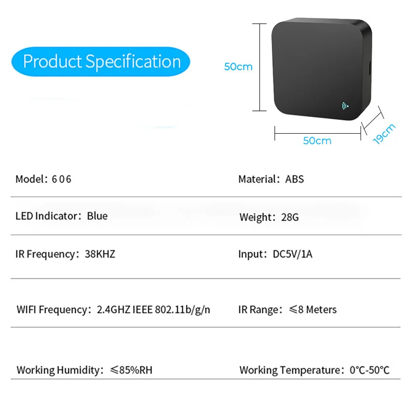 Tuya WiFi 적외선 범용 원격 제어 TV 에어컨 조명 액세스 제어 적외선 원격 제어 컨트롤러