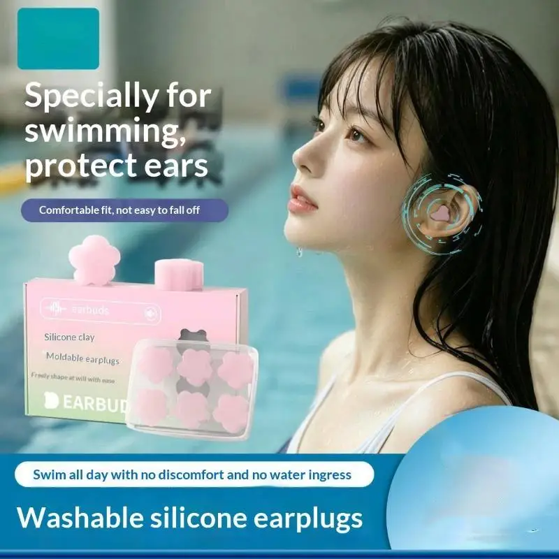 Cute Silicone Flower Ear Plugs Waterproof Leak Proof 3 Pairs for Swimming Pool Sleeping Study Office