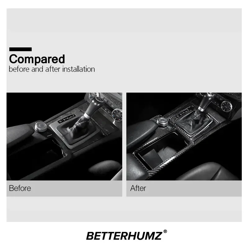 لمرسيدس بنز W204 C فئة ألياف الكربون وحدة التحكم المركزية والعتاد شيفتر لوحة إطار الكسوة ملصق اكسسوارات السيارات الداخلية ضبط #2