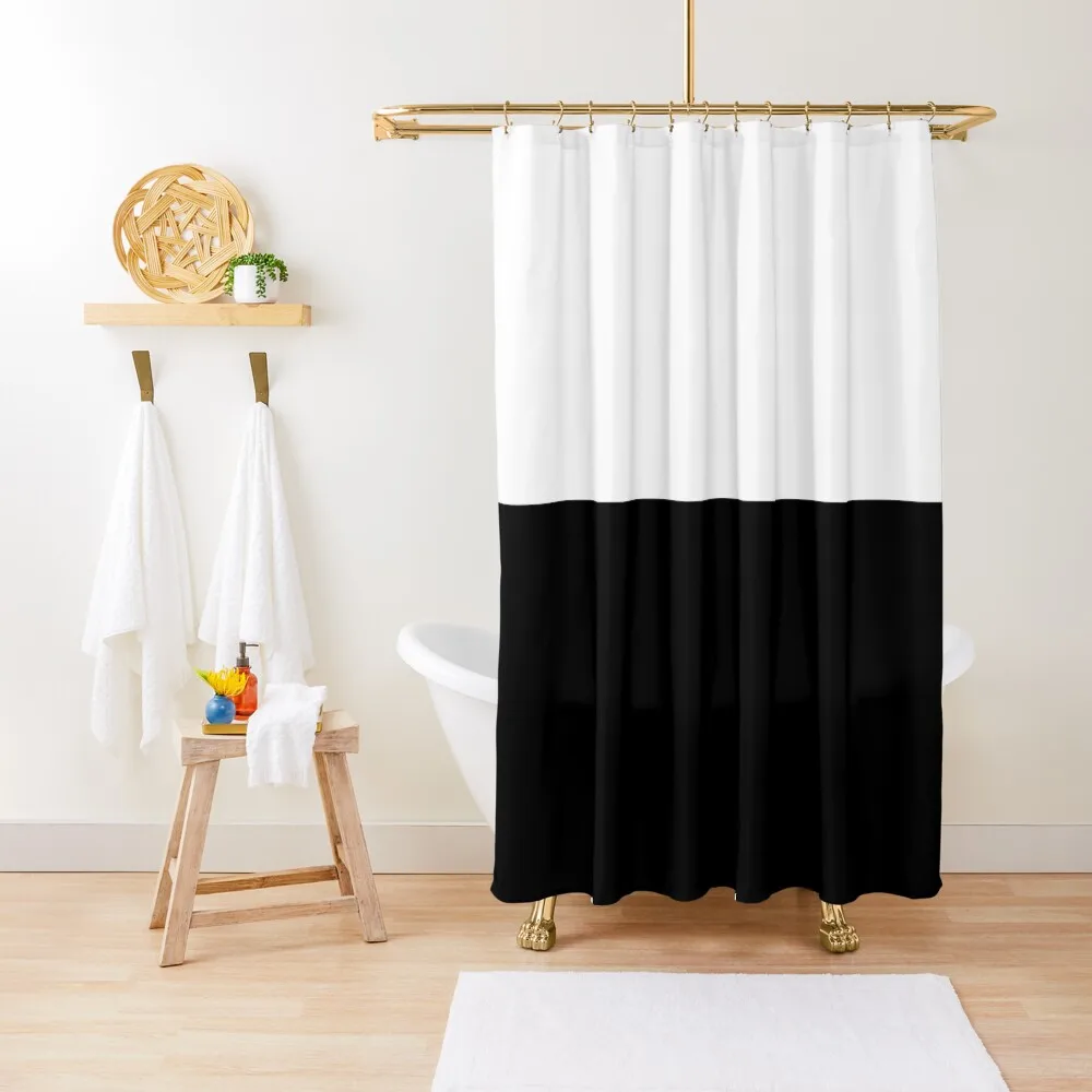 

Horizontal half white and black Shower Curtain Cute Shower Shower Set For Bathroom Curtain