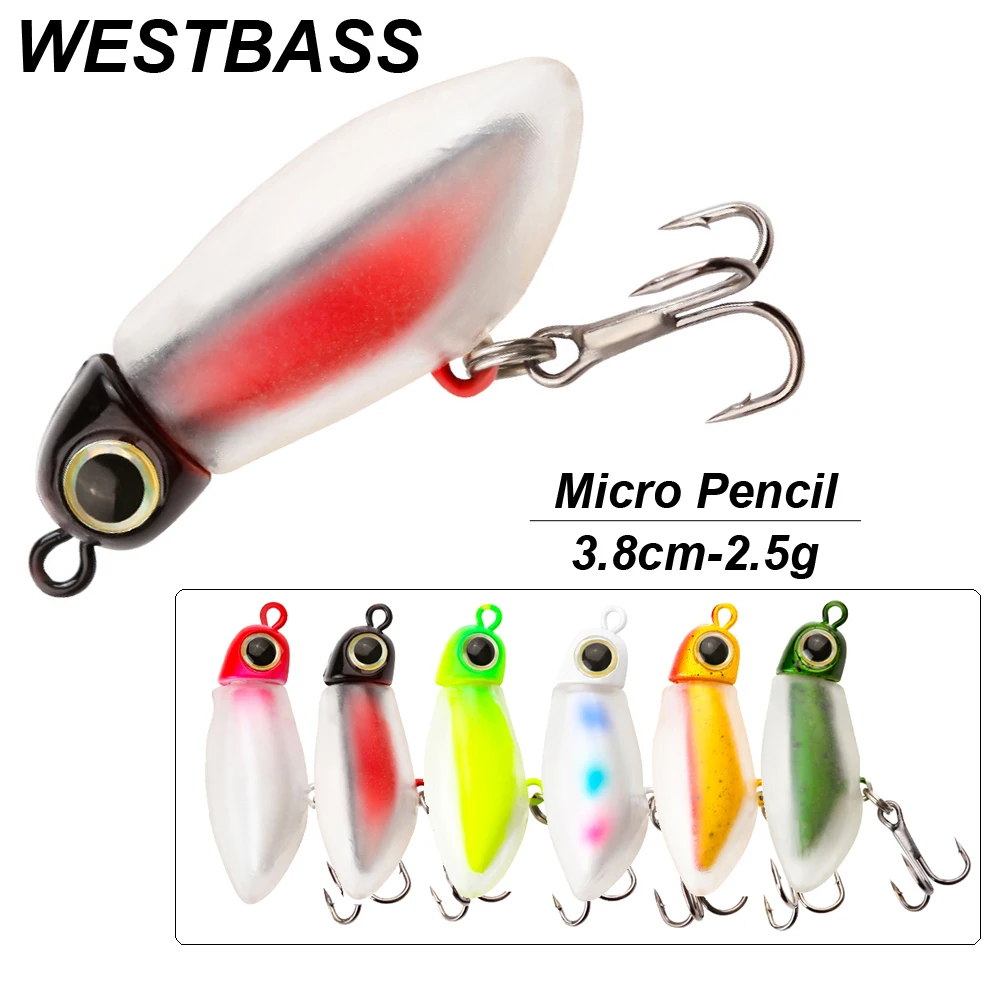 WESTBASS 1PX Floating Pencil Lure 38mm-2.5g Micro Fishing Lure Lipless Hard Wobbler Mini Hart köder Topwater Swimbait Isca Pesca