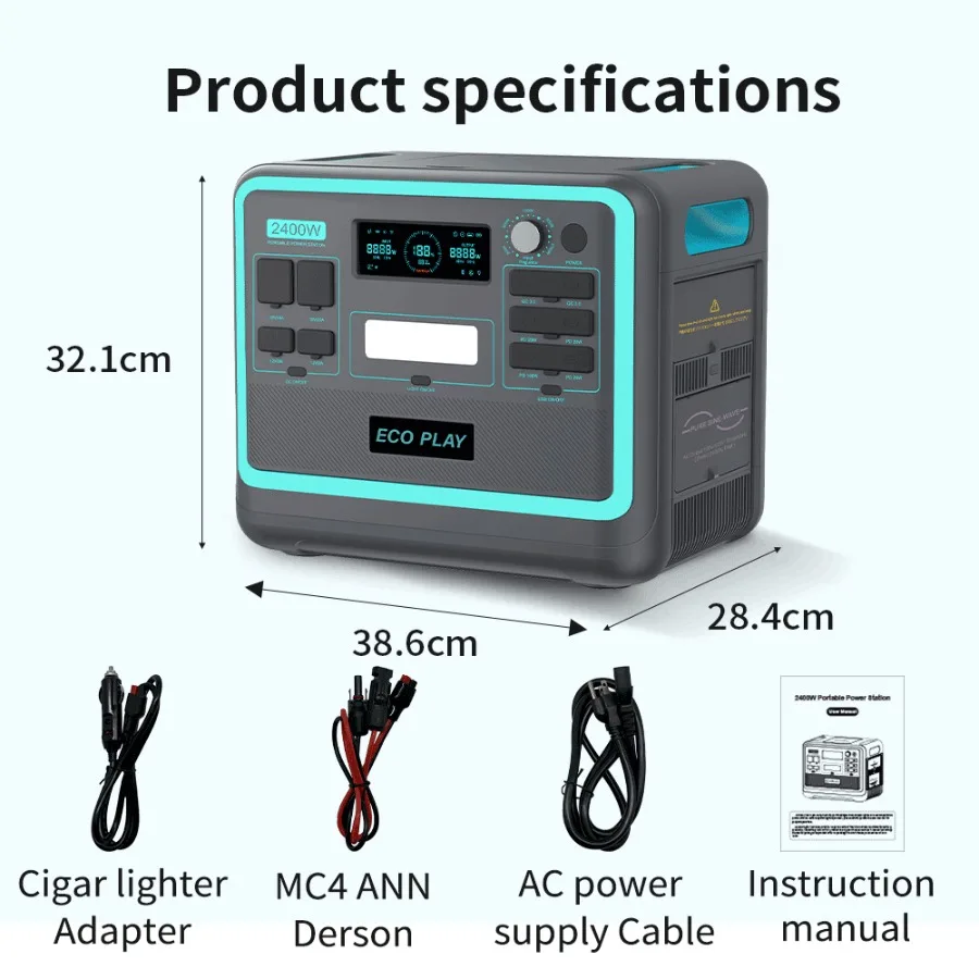 

Portable Power Station; 2048Wh LiFePO4 Battery Backup; 1.8H Fast Charging; 2400W AC Outlets 4800W Peak ; 25A RV Output; Solar G