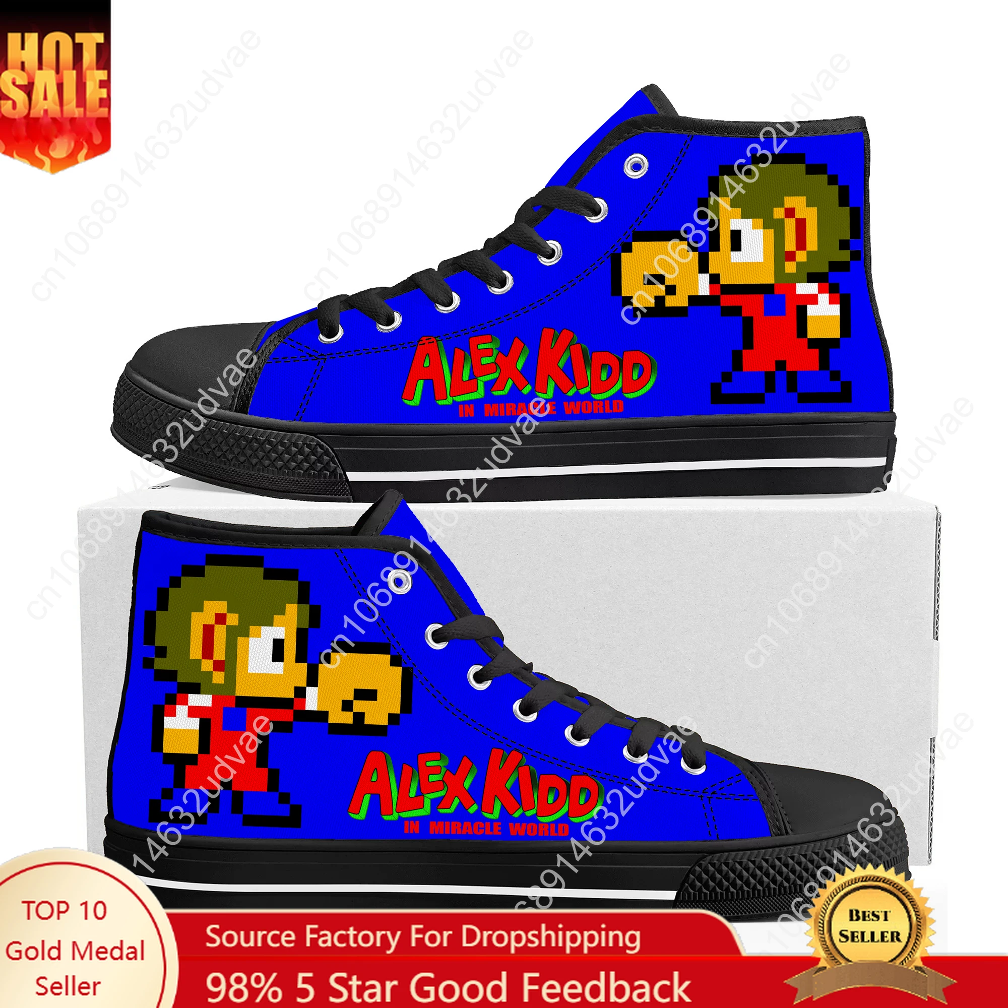 

Alex Kidd High Top Shoes Men Women Teenager Sneakers Canvas High Quality Sneaker Casual Custom Made Couple Shoe Black Sole
