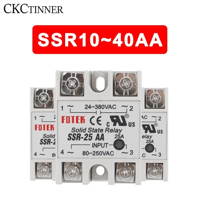 SSR -10AA 25AA 40AA AC Control AC SSR White Shell Single Phase Solid State Relay 24~380VAC TO 80~250VAC