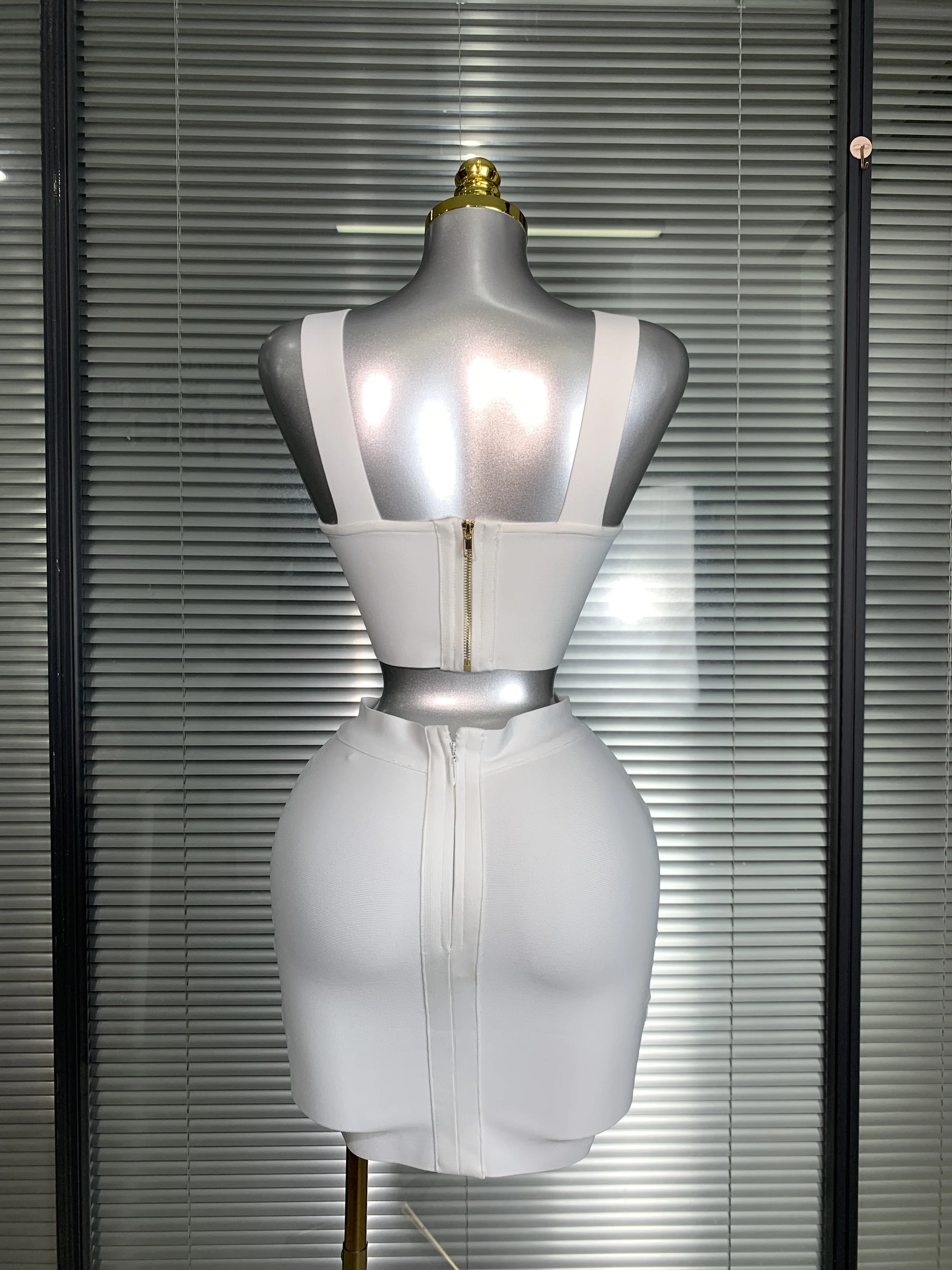 Summer New 2025 Women Sexy White Black Mini Bandage Two Piece Set Celebrity Stretch Knitted Evening Party Skirt Suits