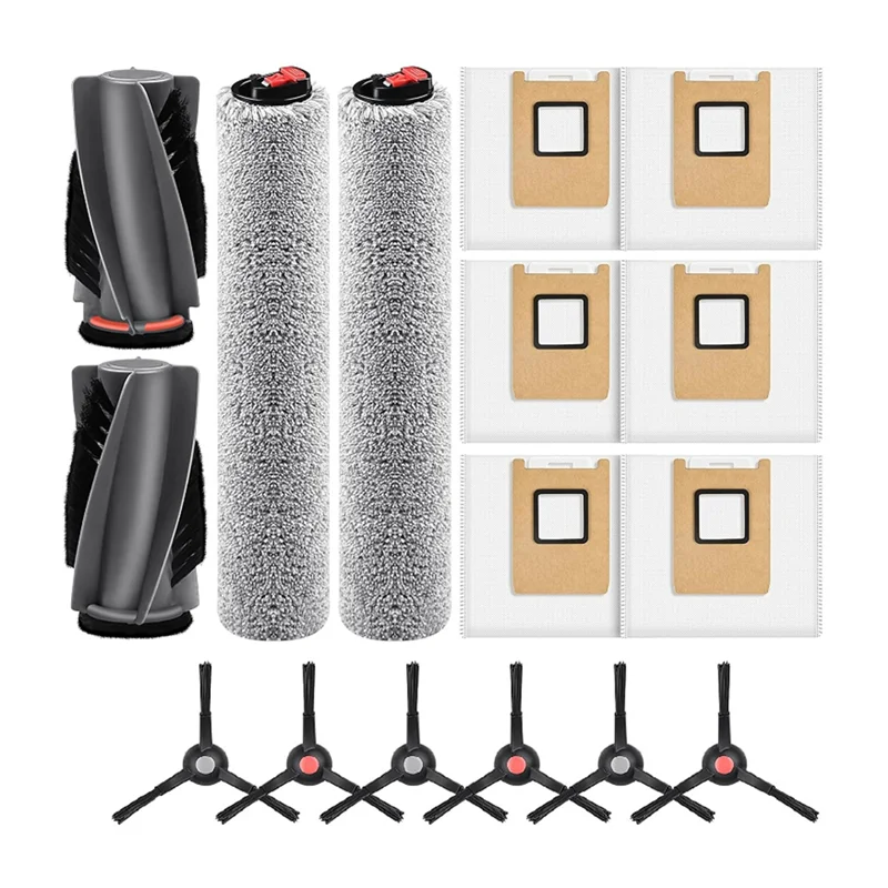 A02V-Juego de bolsas de polvo para fregona con Cepillo Lateral principal (16 uds) para piezas de repuesto de Robot aspirador Eufy E25 Omni/E28 Omni