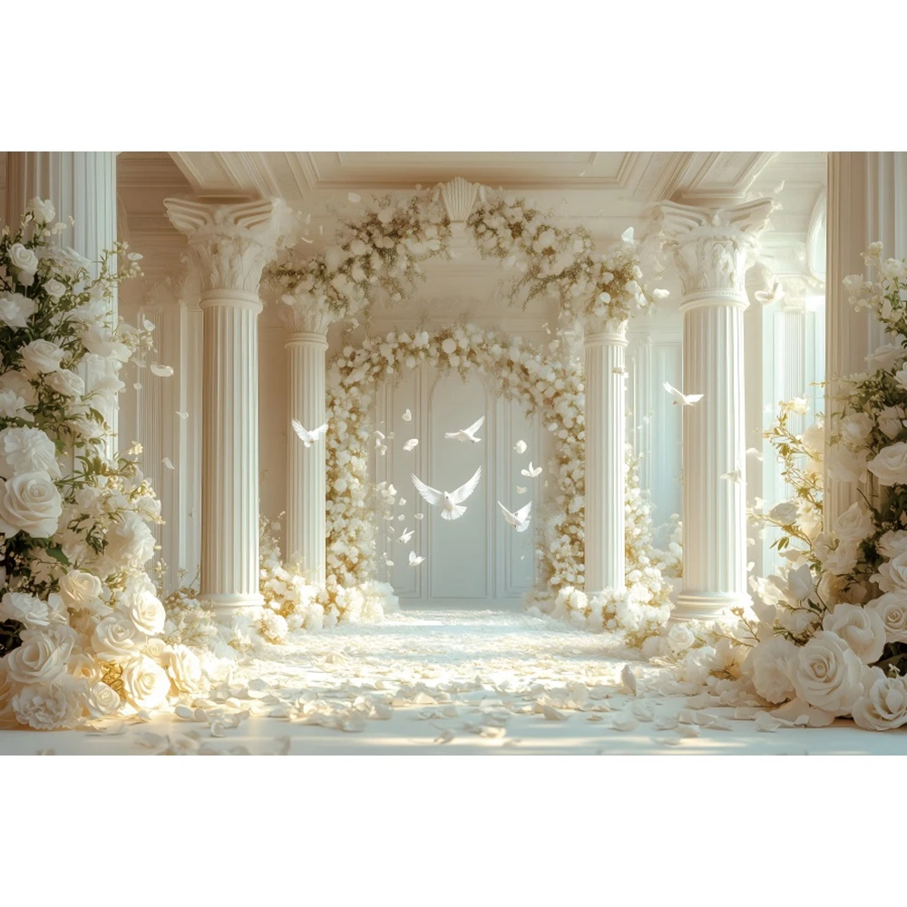 Wedding Bridal Shower Photography Backdrop Flowers Curtain Birthday Party Portrait Photocall Background Decor Photo Studio Props