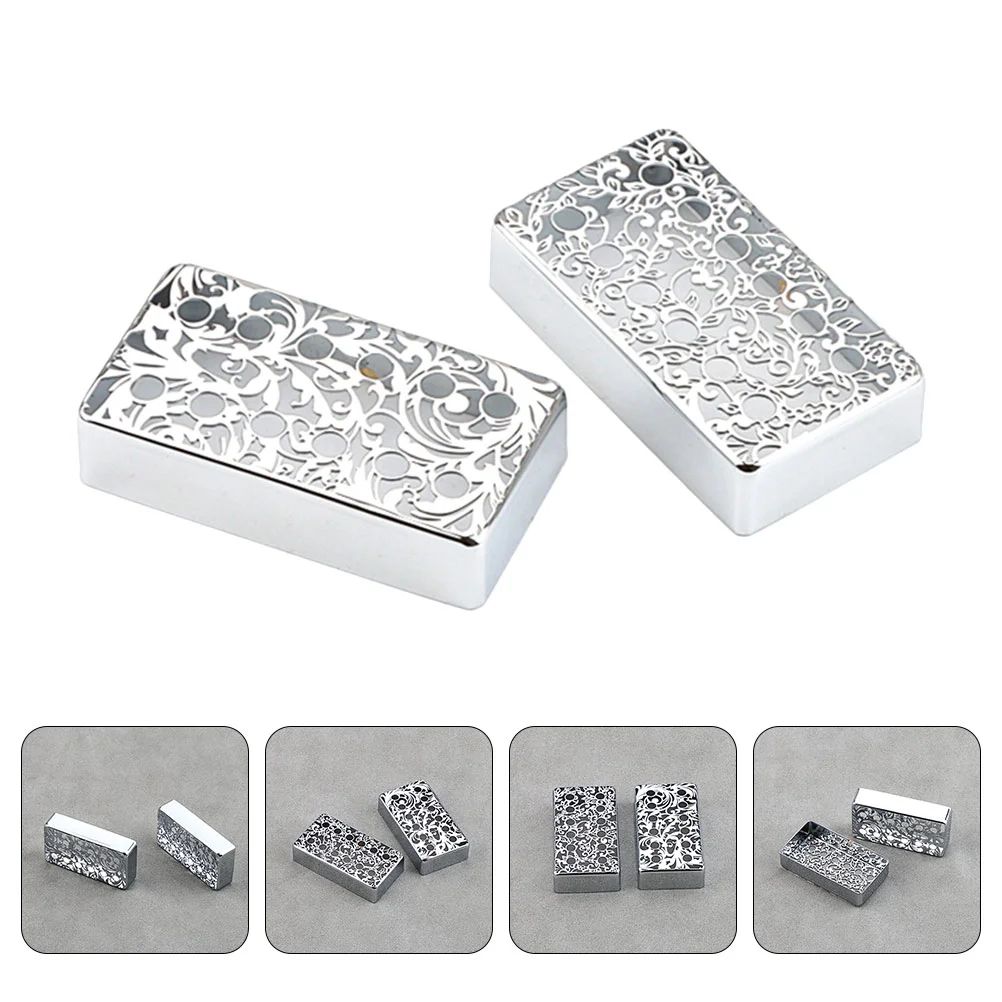 

2 Pcs Guitar Pickup Cover Pattern Chrome Pack Gb613 Electric Covers Accessories Neck Bridge Bass Parts