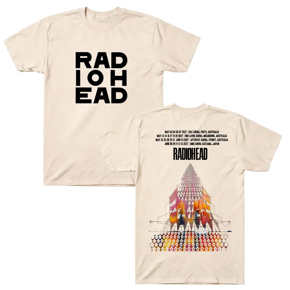 Radiohead Tour 2027 Baumwoll-T-Shirt Herren Vintage Retro Rockband Kurzarm-T-Shirt Damen Lässiges lockeres T-Shirt Streetwear lockere Oberteile – Detail 8