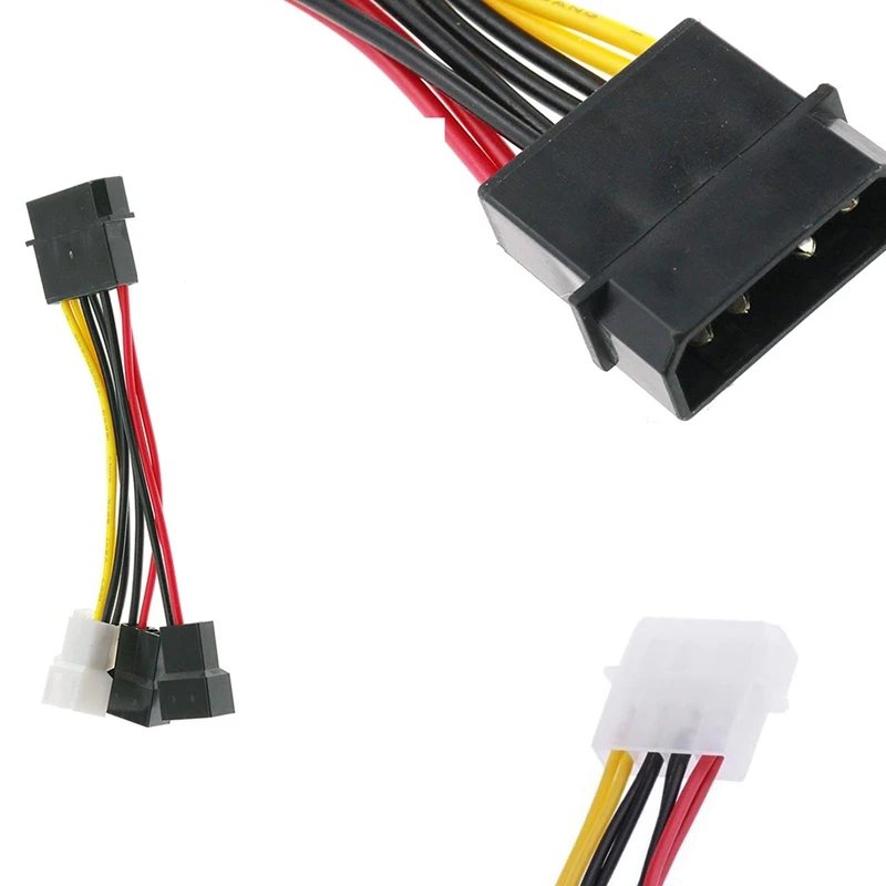 

4-Pin Molex To 3-Pin Fan Power Cable Adapter Connector Computer Cooling Fan Cables 12V/5V DC For CPU PC Case Fan