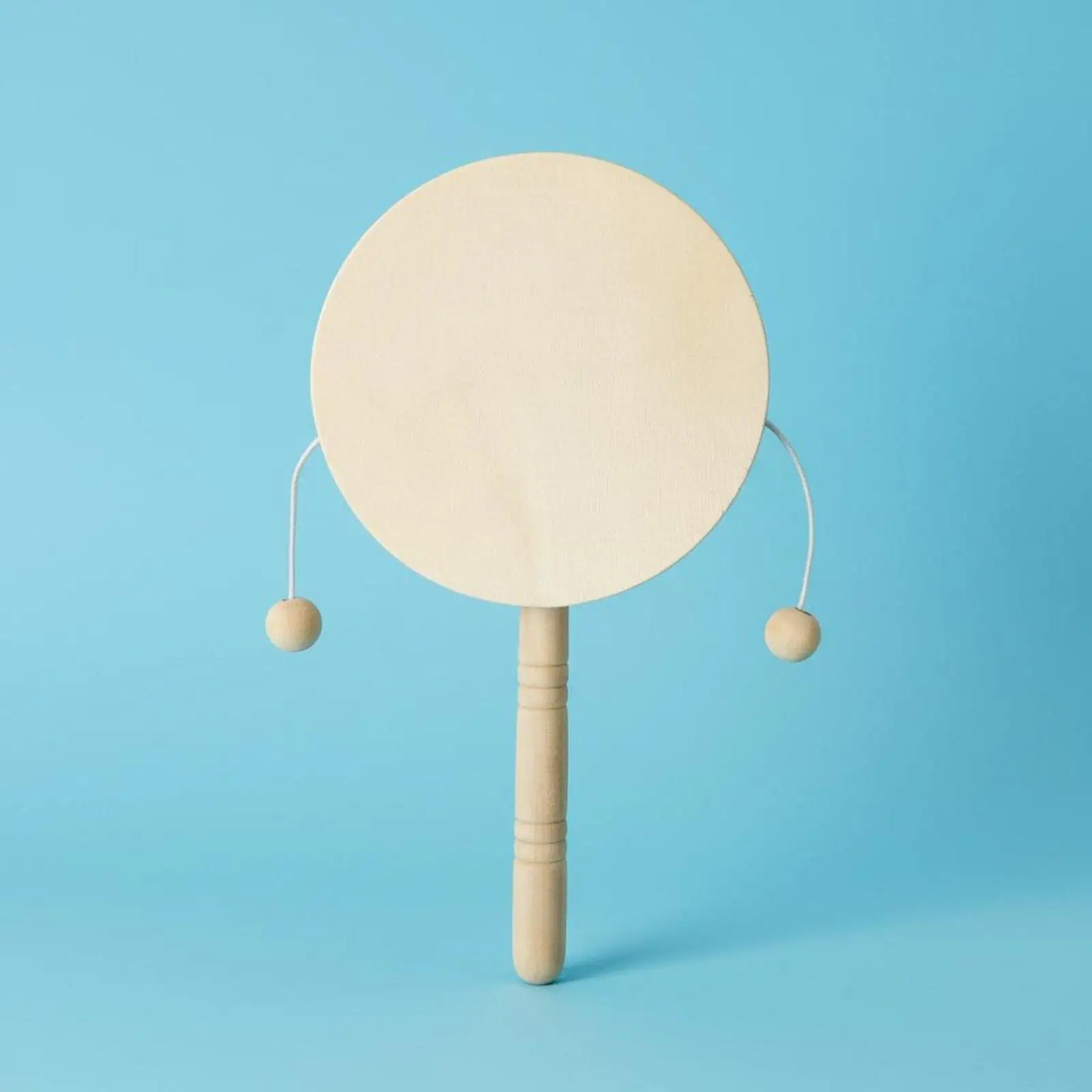 Unpainted Children Rattle Drum Craft Material Wooden Educational Toy for Kids Hand Art Activities