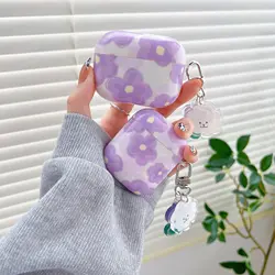 For AirPods pro2 Case Cute Korean bear flower tulip Pendant headphone case Air pods 3 silicone Earphone Cover Soft Shell pattern