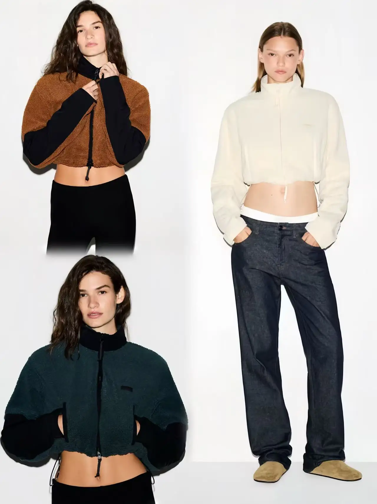 

Autumn Winter Loose Fit Color Blo Stand Collar Double Zipper ort Sve Lamb Fur Coat Trendy Simple Street Sle Women's ...