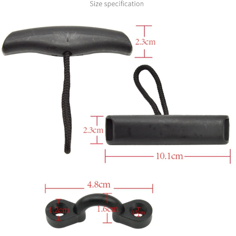 -A14E 2 peças alça de transporte de caiaque alça em T + 2 peças de olhos de almofada de caiaque