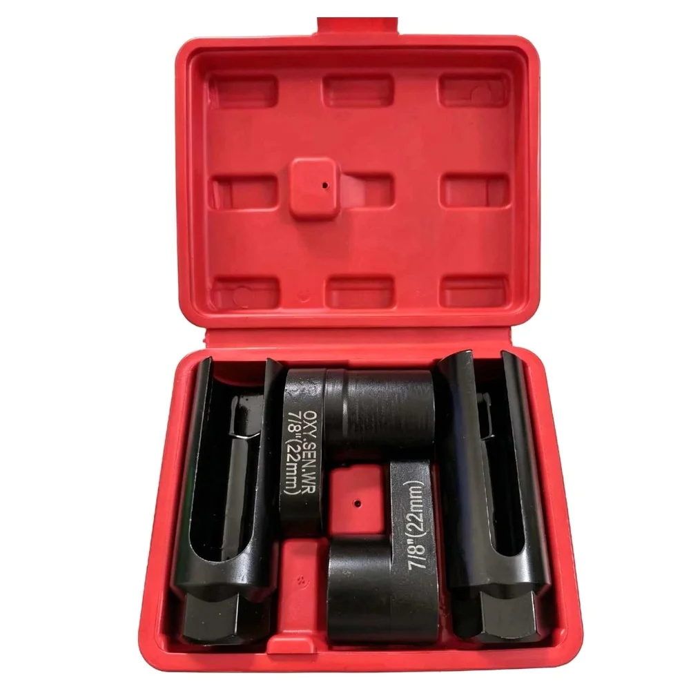 【CYBER MONDAY】4PC Universal O2 Oxygen Sensor Socket Wrench Tool Remover Installer Set Box Oxygen Sensor Removing Tool Kit