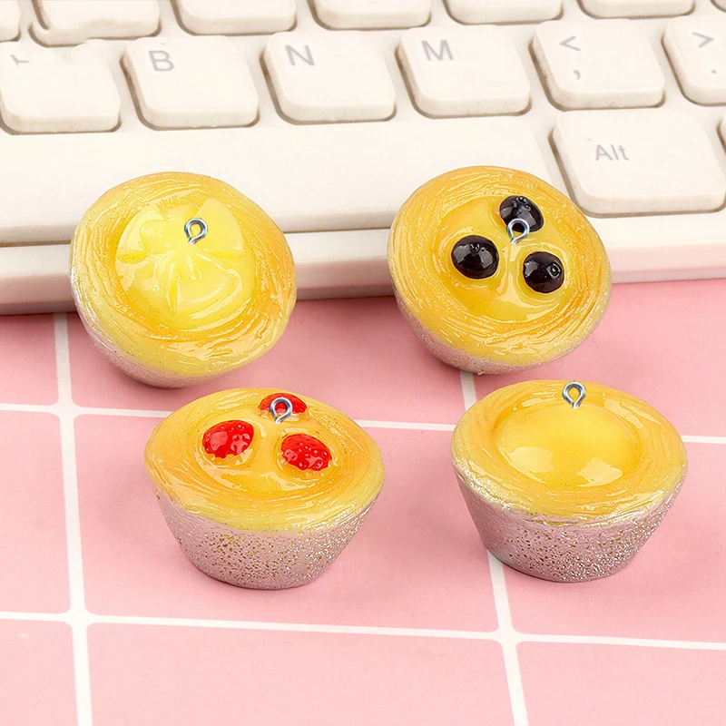 5Pcs Miniature Egg Tart Resin Charms For Jewelry Making DIY Pendants Craft Earring Necklace Bracelet Decoration Accessories